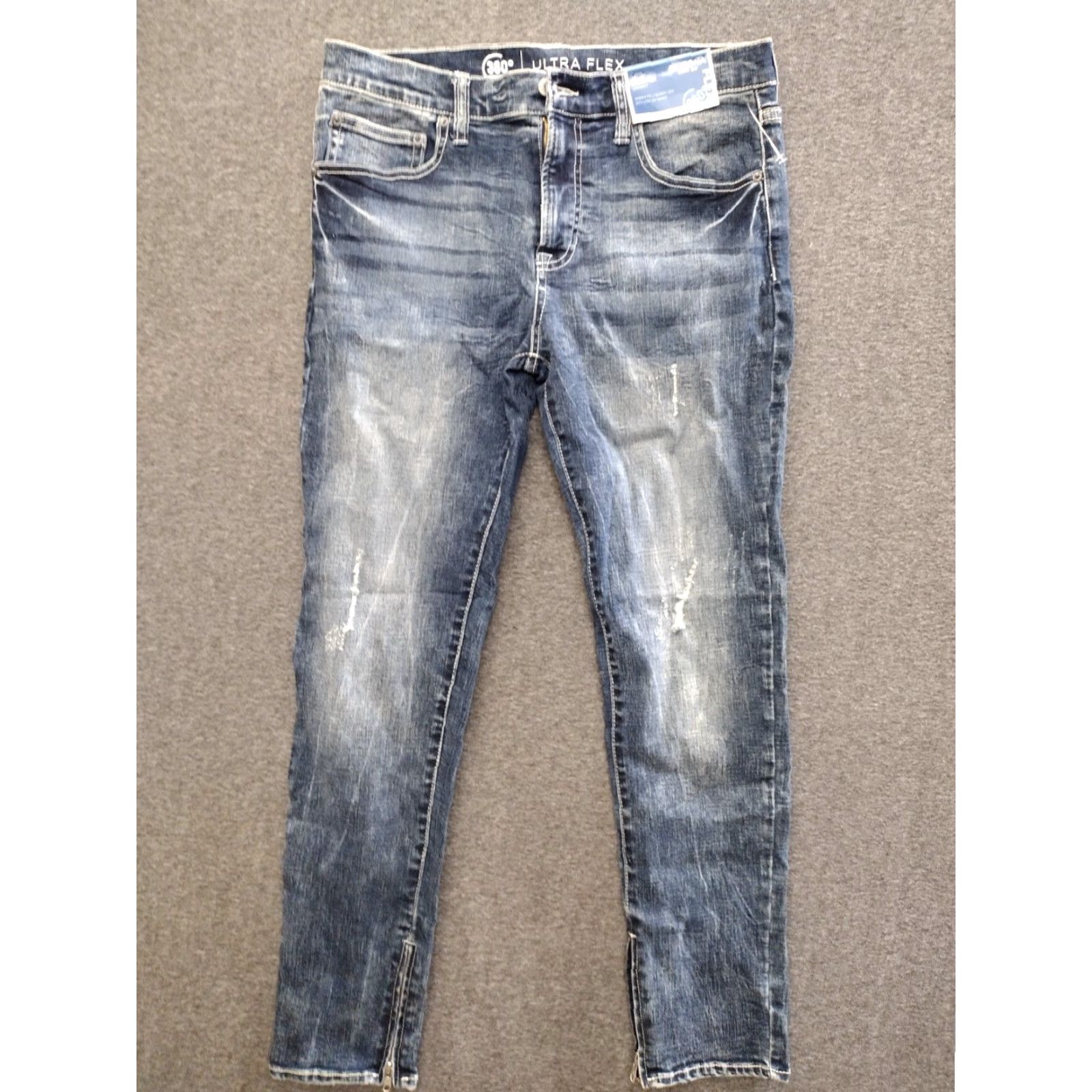 Vintage Arizona Jeans Skinny Jeans Dark Crackle Wash 32 Arizona Ultra Flex 360 Women's Ankle Zipper 5-Pocket Denim Folded with Zipper Whiskered Buttons Size 24" / US 00 / IT 34 - 2 Thumbnail