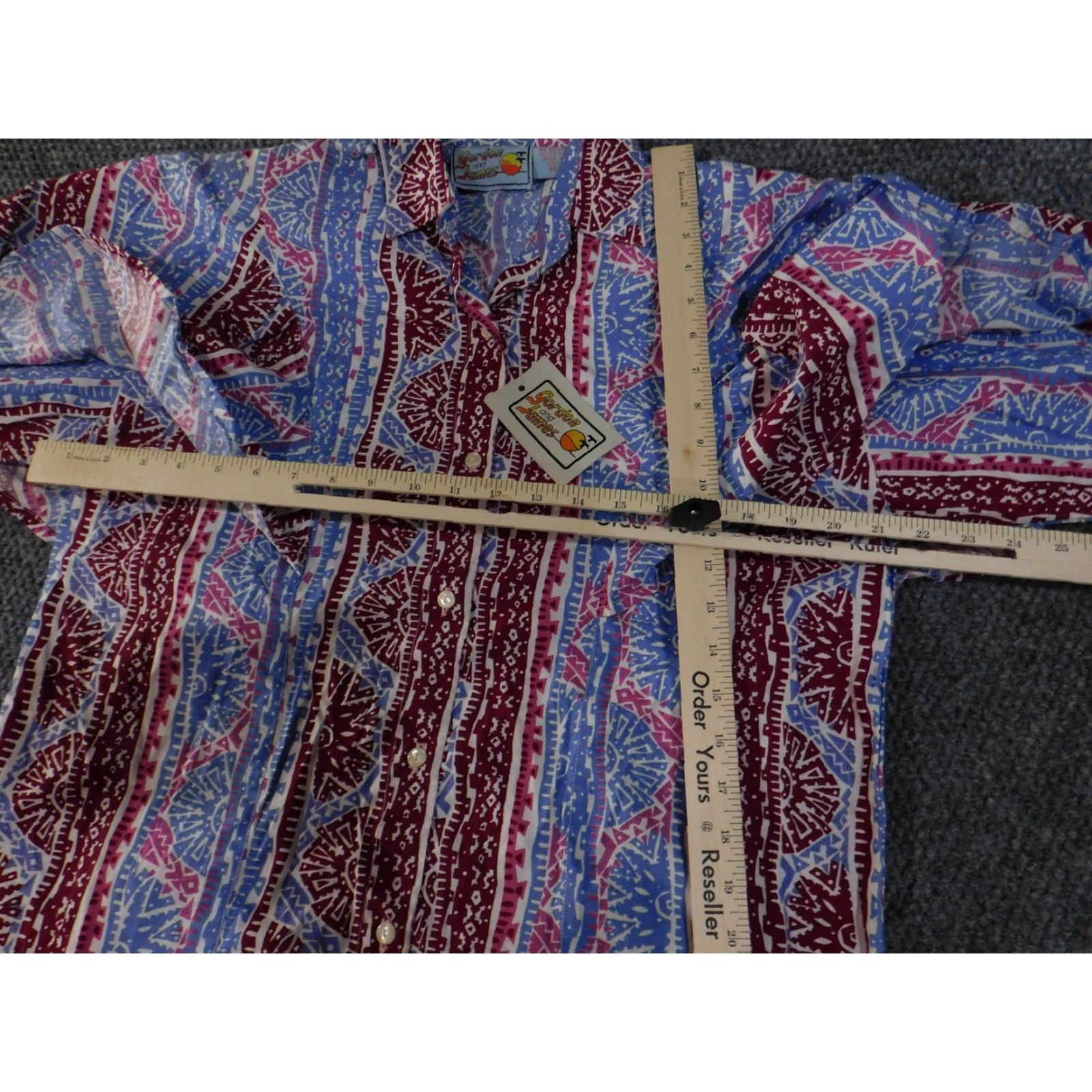 Vintage VINTAGE Gordon and James Shirt Mens Medium Red Blue Abstract Print Cotton 90s Size US M / EU 48-50 / 2 - 7 Thumbnail