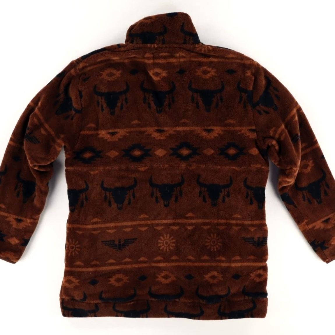 Vintage Southern Marsh Western Aztec Plush Fleece Pullover Striped Mock Long Sleeve Brown Men's L Shirt Size US L / EU 52-54 / 3 - 4 Thumbnail