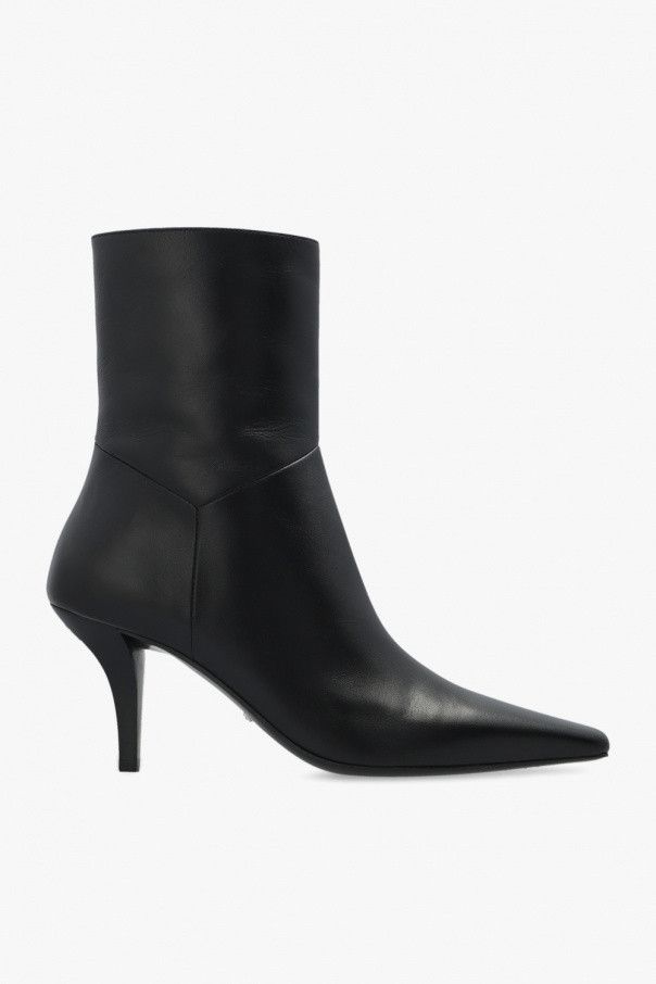 Black Leather Heeled Ankle Boots