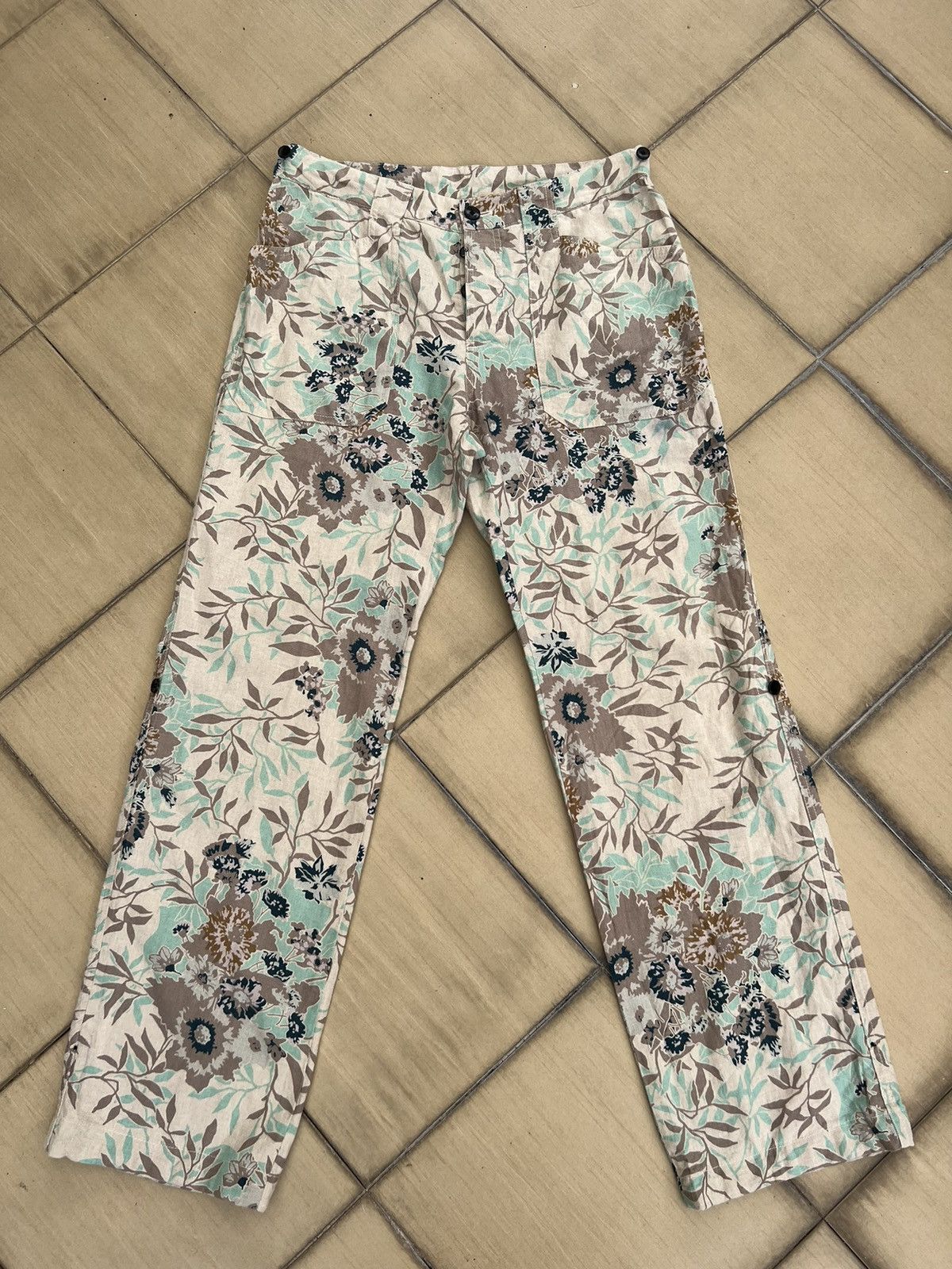 image of Abahouse Japan 100% Linen Floral Trouser Pant, Men's (Size 31)