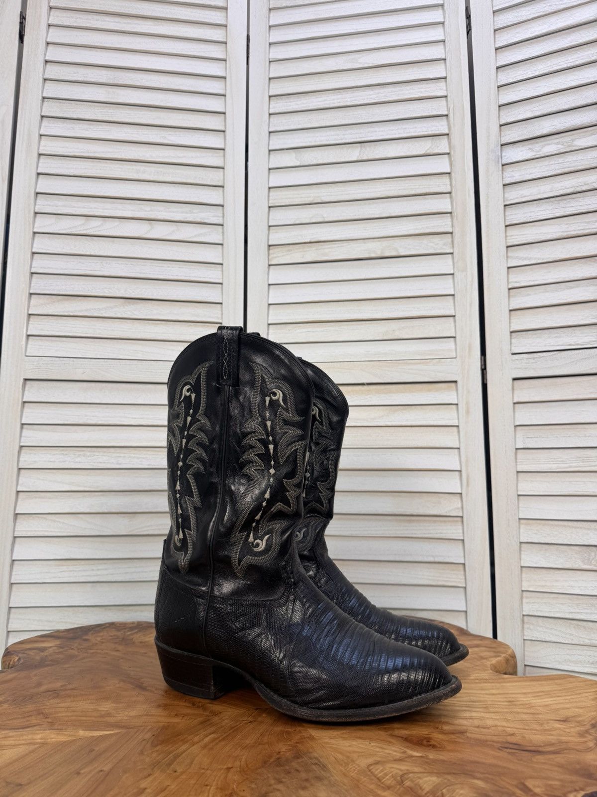Vintage Tony Lama Black Lizard Cowboy Boots Men’s US 11 EE
