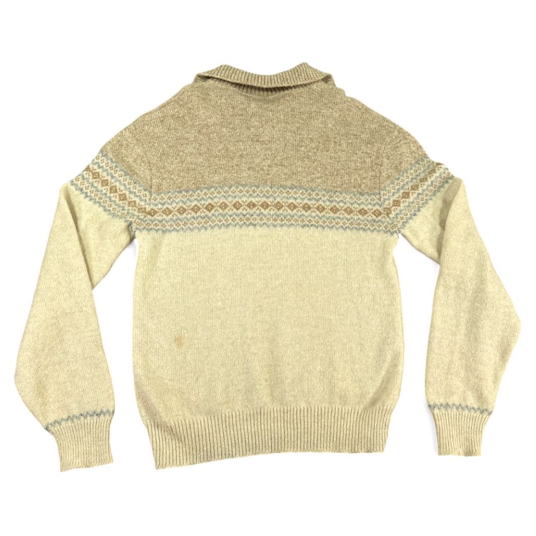 Jantzen VINTAGE Jantzen Sweater Adult MEDIUM Brown Cream Fair Isle Mock Neck Collar 70s Chest 21 Length 29 Mens Size US M / EU 48-50 / 2 - 3 Thumbnail