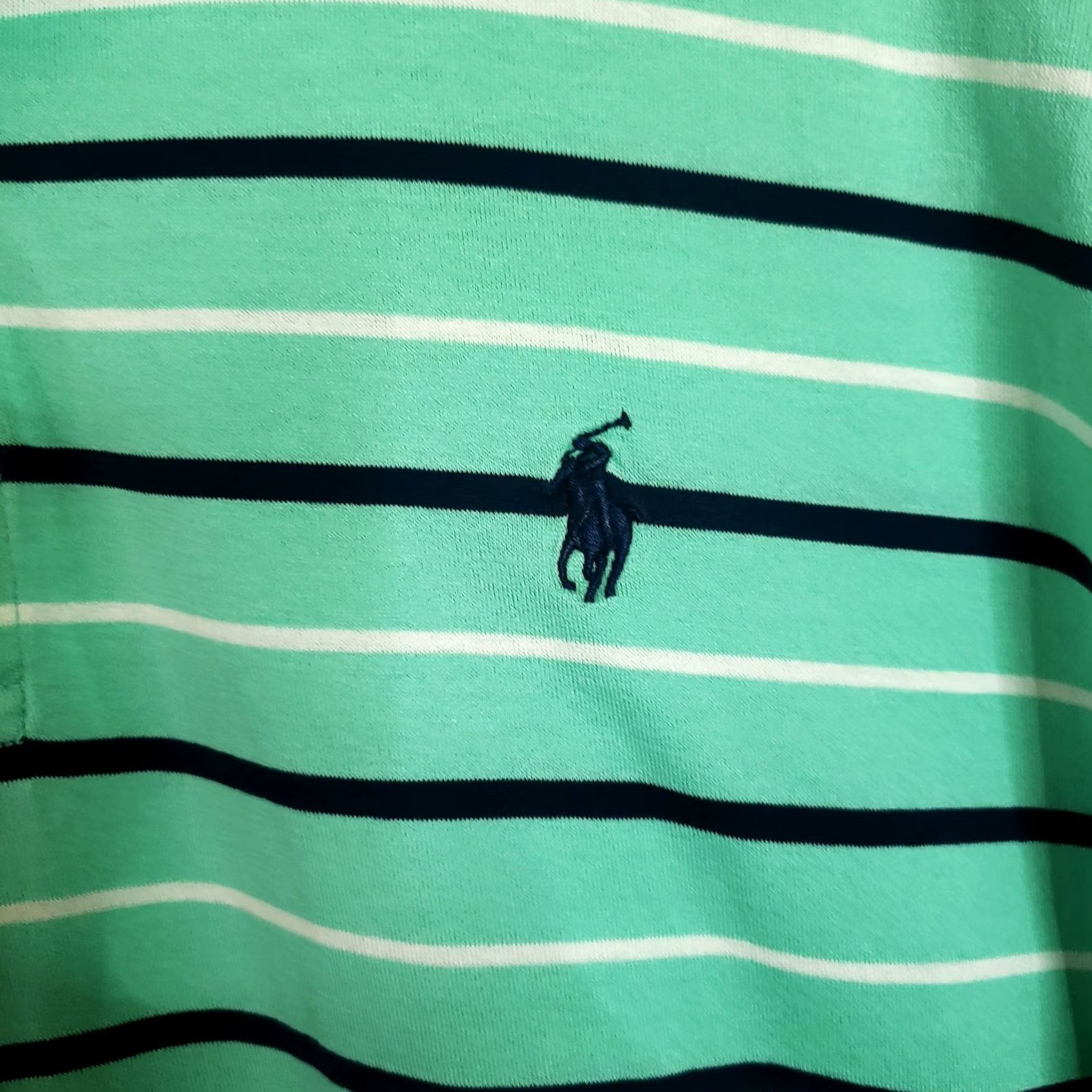Vintage Polo Golf Shirt Mens L Teal Green Striped Polo Shirt SS Polo Shirt Embroidered Logo Golf Size US L / EU 52-54 / 3 - 5 Thumbnail