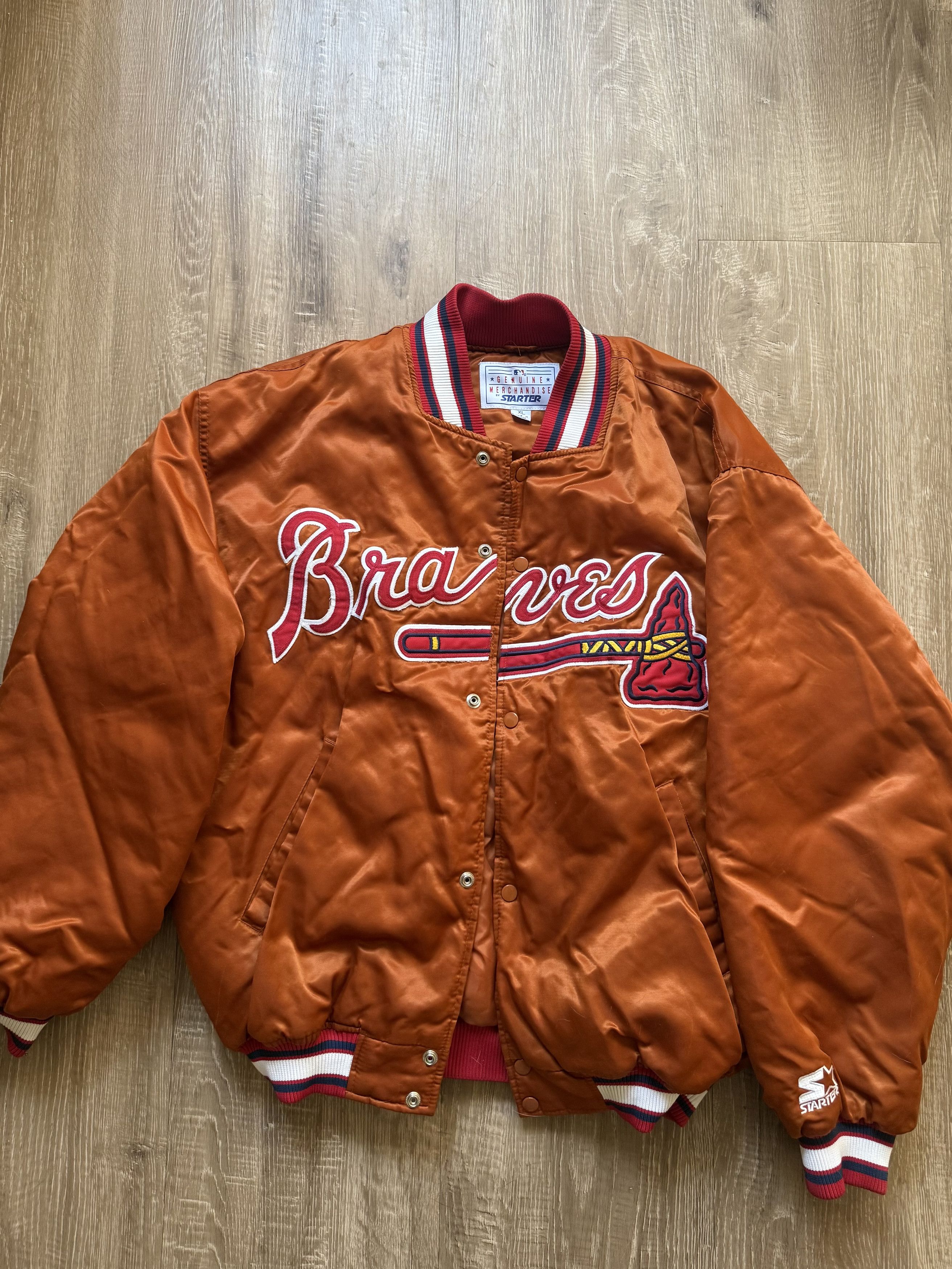 Starter Vintage Starter Atlanta Braves Satin Jacket – MLB – Size US XL / EU 56 / 4 - 1 Thumbnail