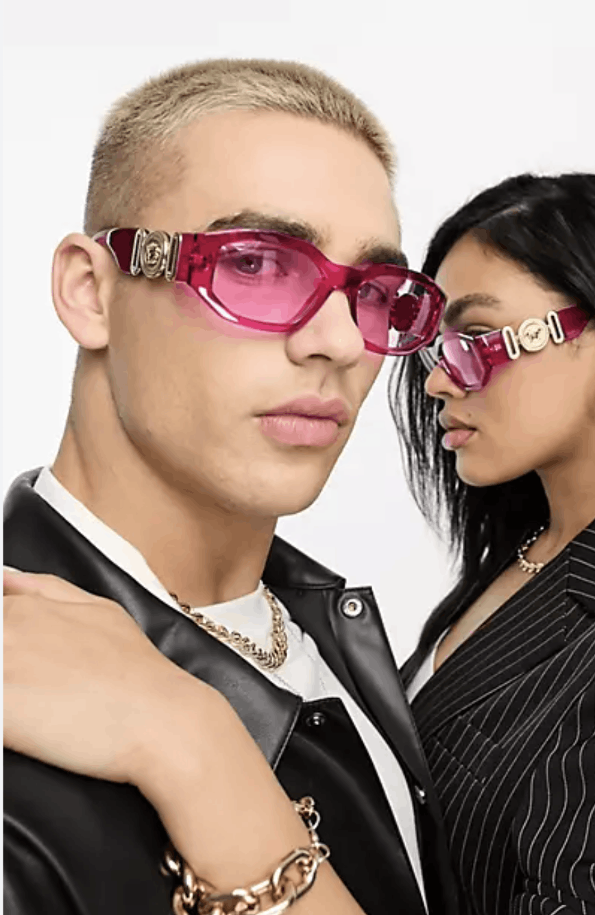 image of New Versace Biggie Ve4361 - 5334/5 Fuchsia Sunglasses in Transparent Fuchsia, Men's