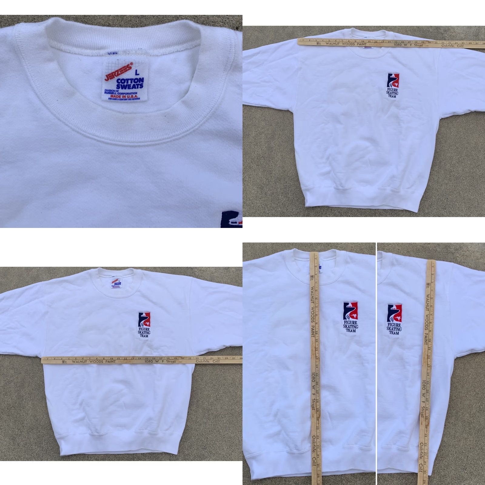 Jerzees VINTAGE Jerzees USA Figure Skating Team sweatshirt Long Sleeve Pullover Embroidered L Mens White Cotton Blend Crew Neck Size US L / EU 52-54 / 3 - 8 Thumbnail