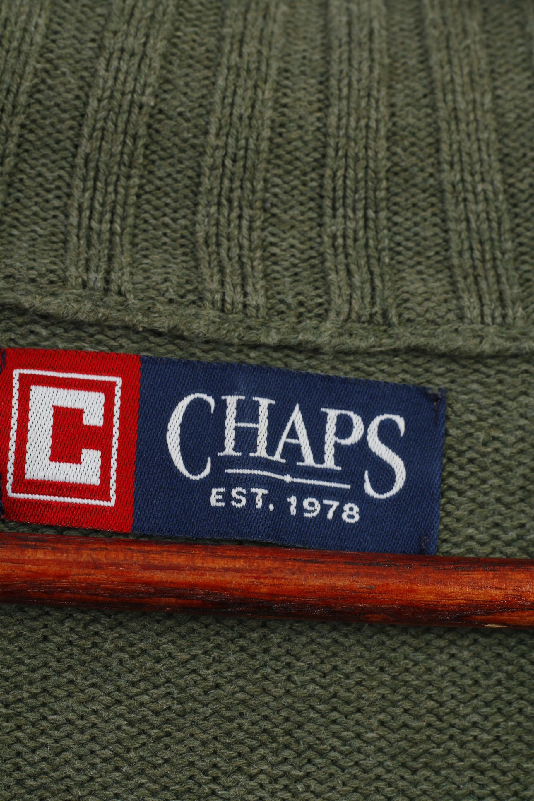 Chaps × Vintage Chaps Men M Jumper Green Cotton Bottoms Collar Sweater 4017 Size US M / EU 48-50 / 2 - 5 Thumbnail