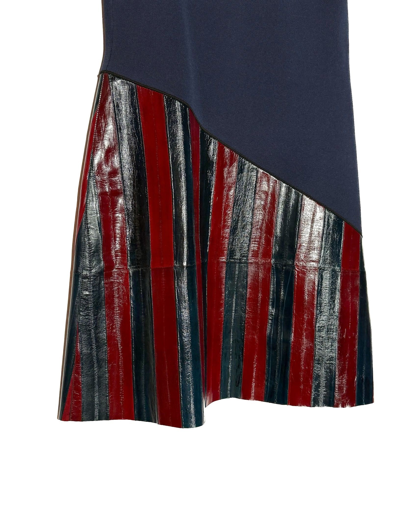 Louis Vuitton Louis Vuitton 2015 Eel Trims Navy Jersey Dress Size M / US 6-8 / IT 42-44 - 3 Thumbnail