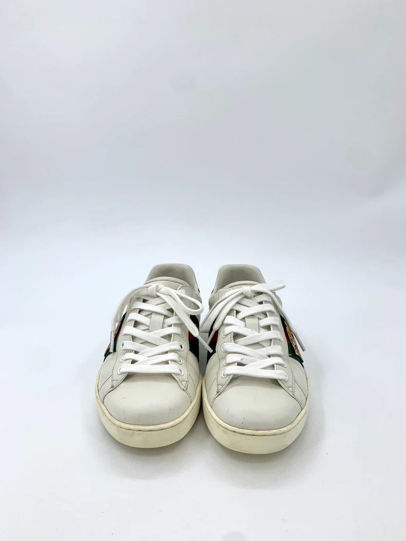 Gucci White tiger head embroidered low-top lace-up board sh