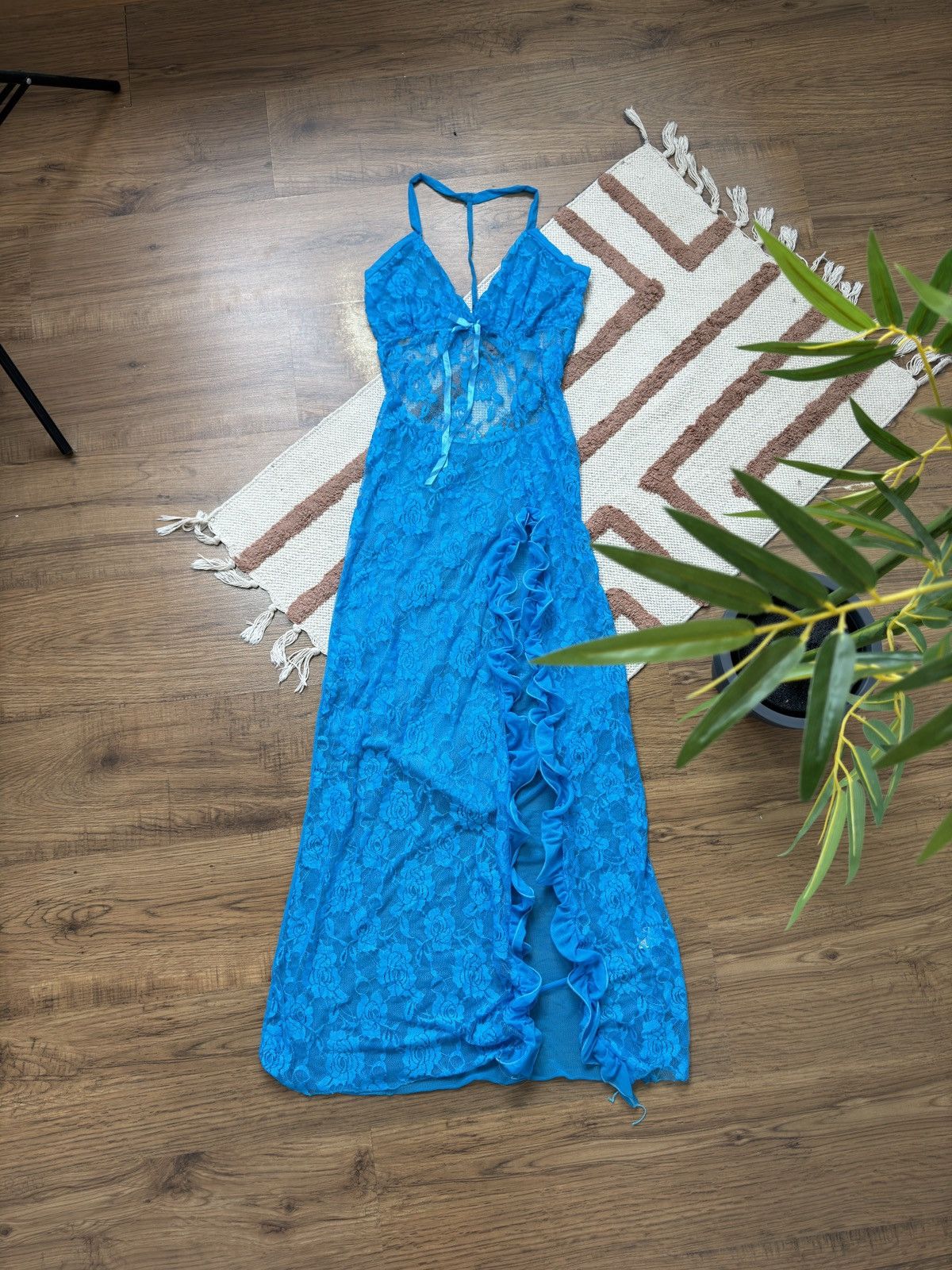 Vintage JEAN PAUL GAULTIER STYLE LACE RUCHES MESH DRESS Size S / US 4 / IT 40 - 1 Thumbnail