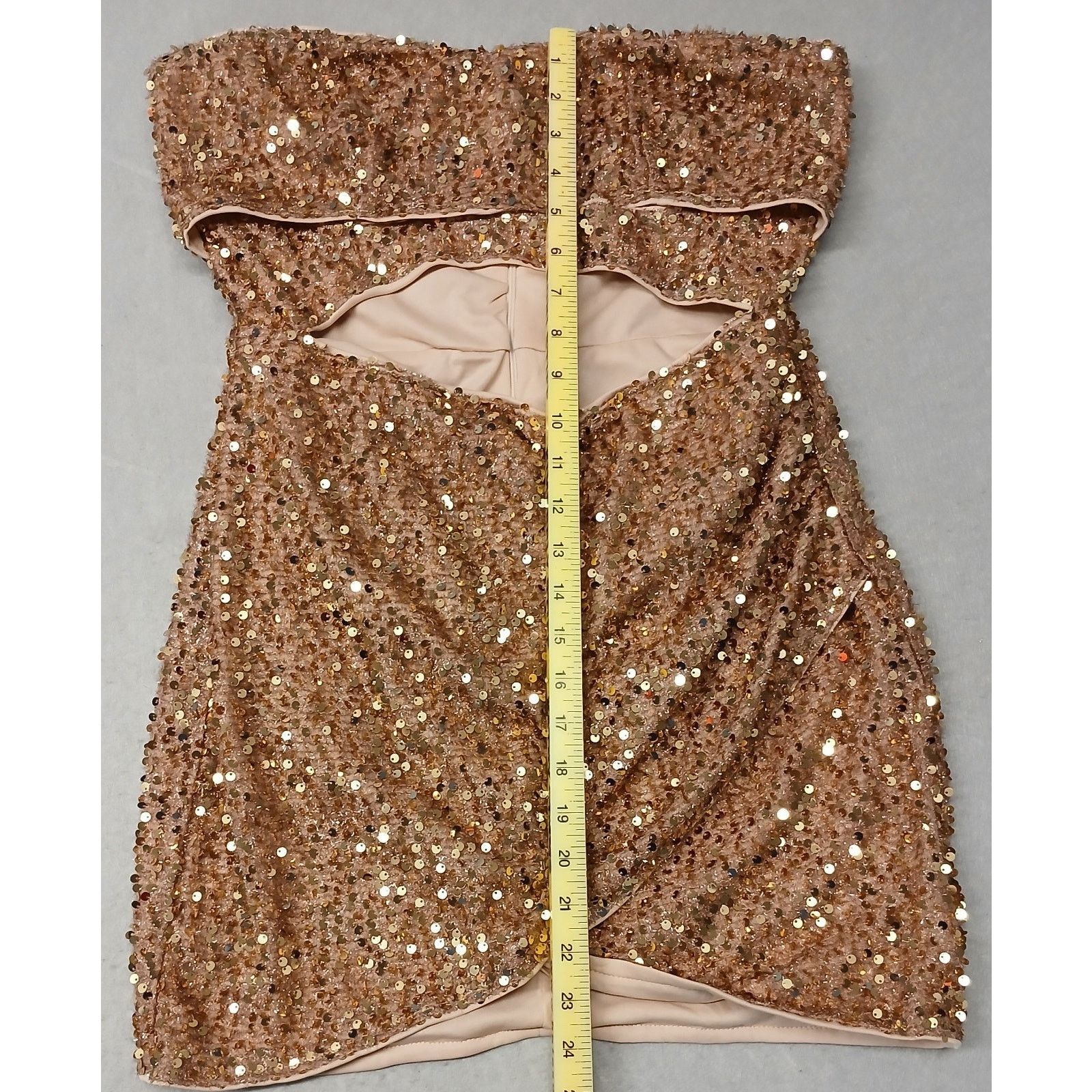 Shein Shein (Large) Women's Rose Gold Sequins Cocktail Dress Size L / US 10 / IT 46 - 1 Thumbnail