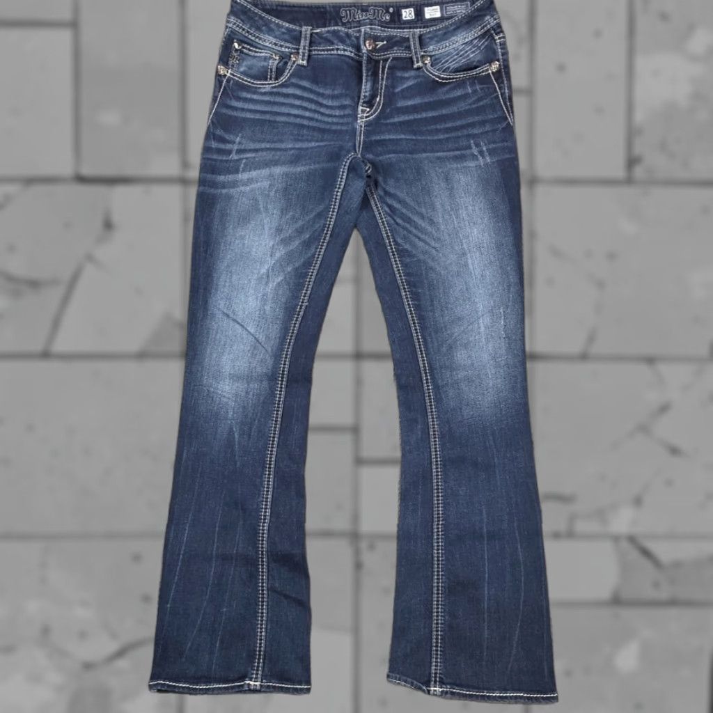 Miss Me Miss Me Boot Cut Jeans 28 Women Dark Denim 30 Inseam 32x30 Flap Pocket Distressed Vintage 28 Women Brand Miss Me Easy Rock Size 28" / US 6 / IT 42 - 1 Thumbnail