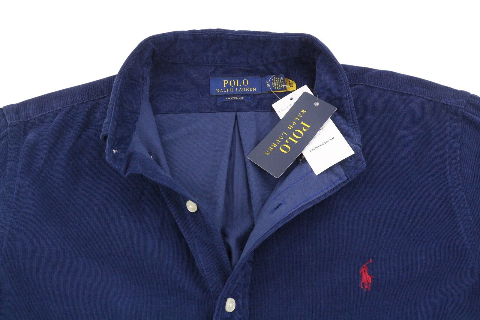 Ralph Lauren L Blue Corduroy Fit Button Down Neck Logo 86989 Size US L / EU 52-54 / 3 - 4 Thumbnail