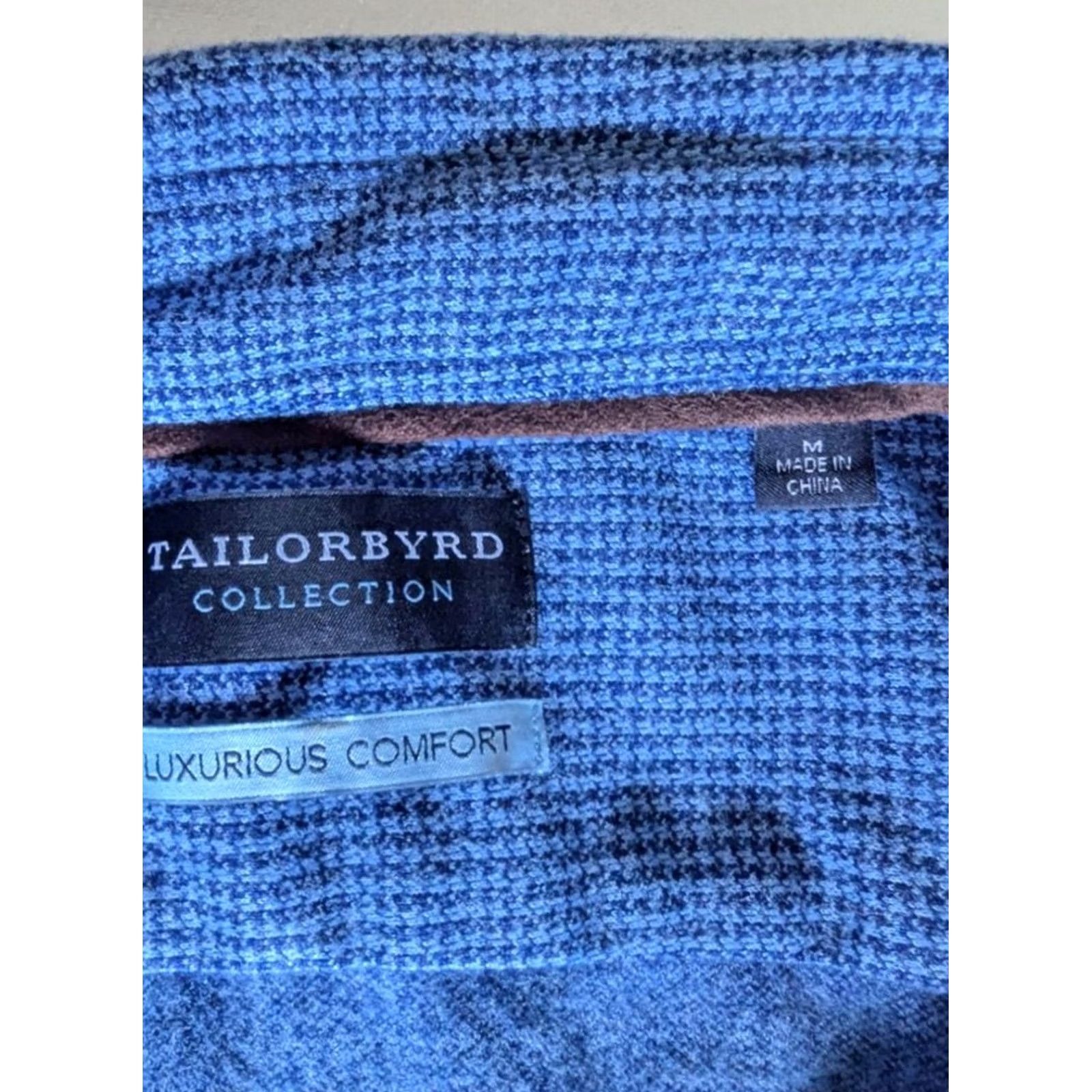 Tailorbyrd TAILORBYRD Blue Micro Houndstooth Over Shirt Men's M Layering 2 Way Stretch NWT Size US M / EU 48-50 / 2 - 4 Thumbnail