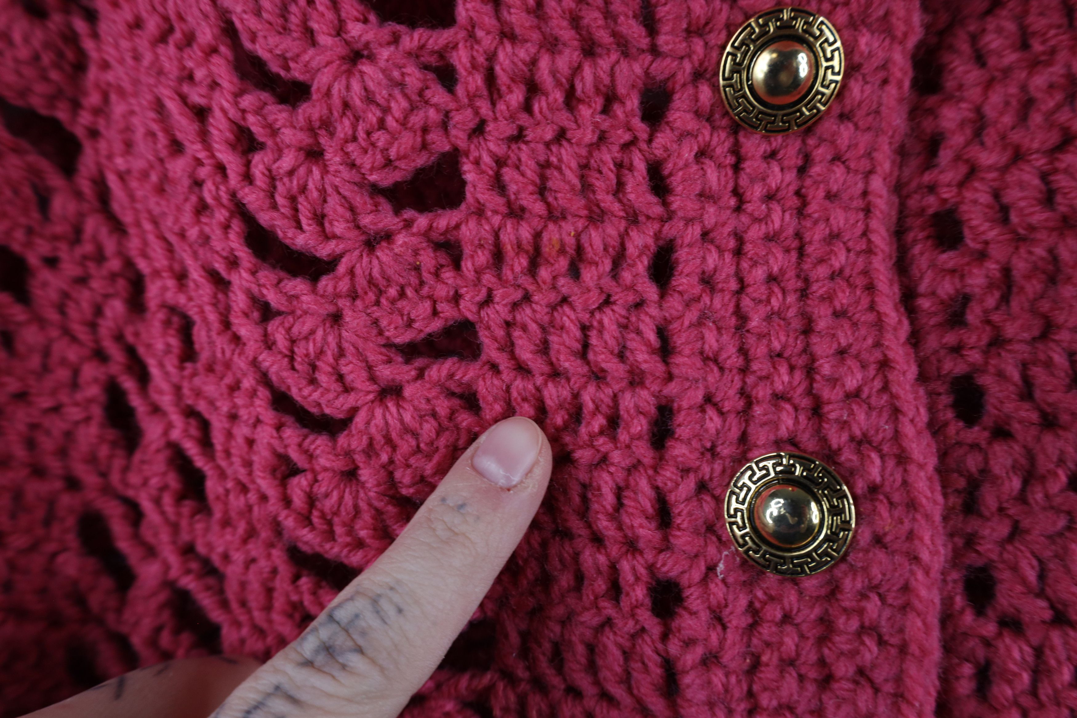 Vintage Vintage 50s 60s Streetwear Crochet Sweater Cape Poncho Pink Size ONE SIZE - 8 Thumbnail