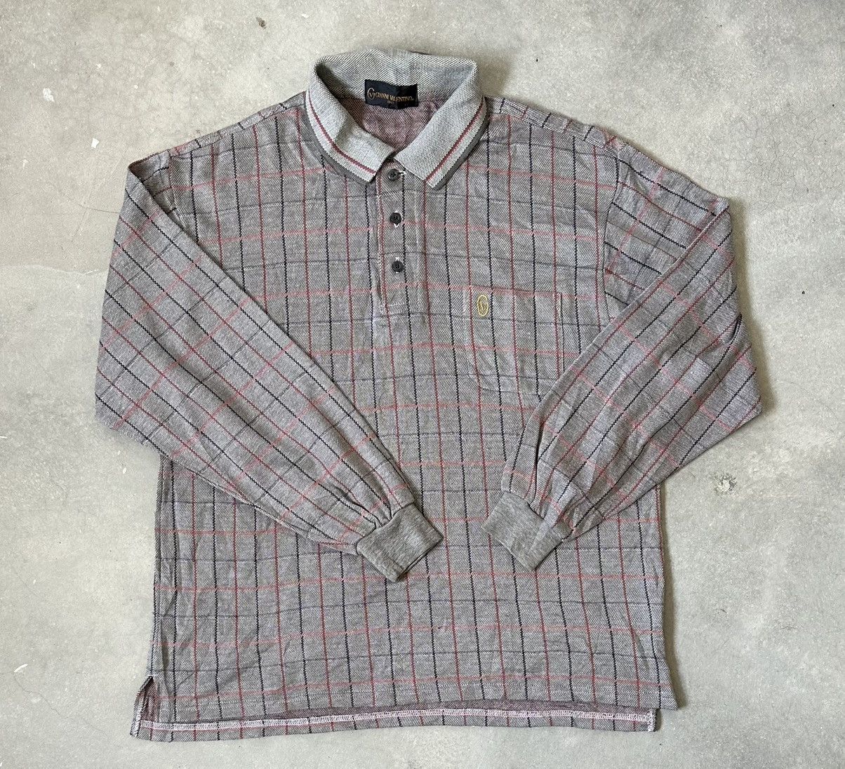 Gianni Valentino VINTAGE GIANNI VALENTINO CHECKERED POLO TEE LS Size US L / EU 52-54 / 3 - 1 Thumbnail