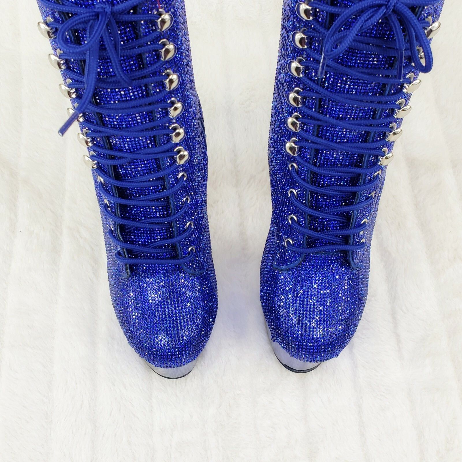 Other Adore 1020CHRS Blue Bejeweled Rhinestone 7" High Heel Platfo Size US 7 / IT 37 - 5 Thumbnail