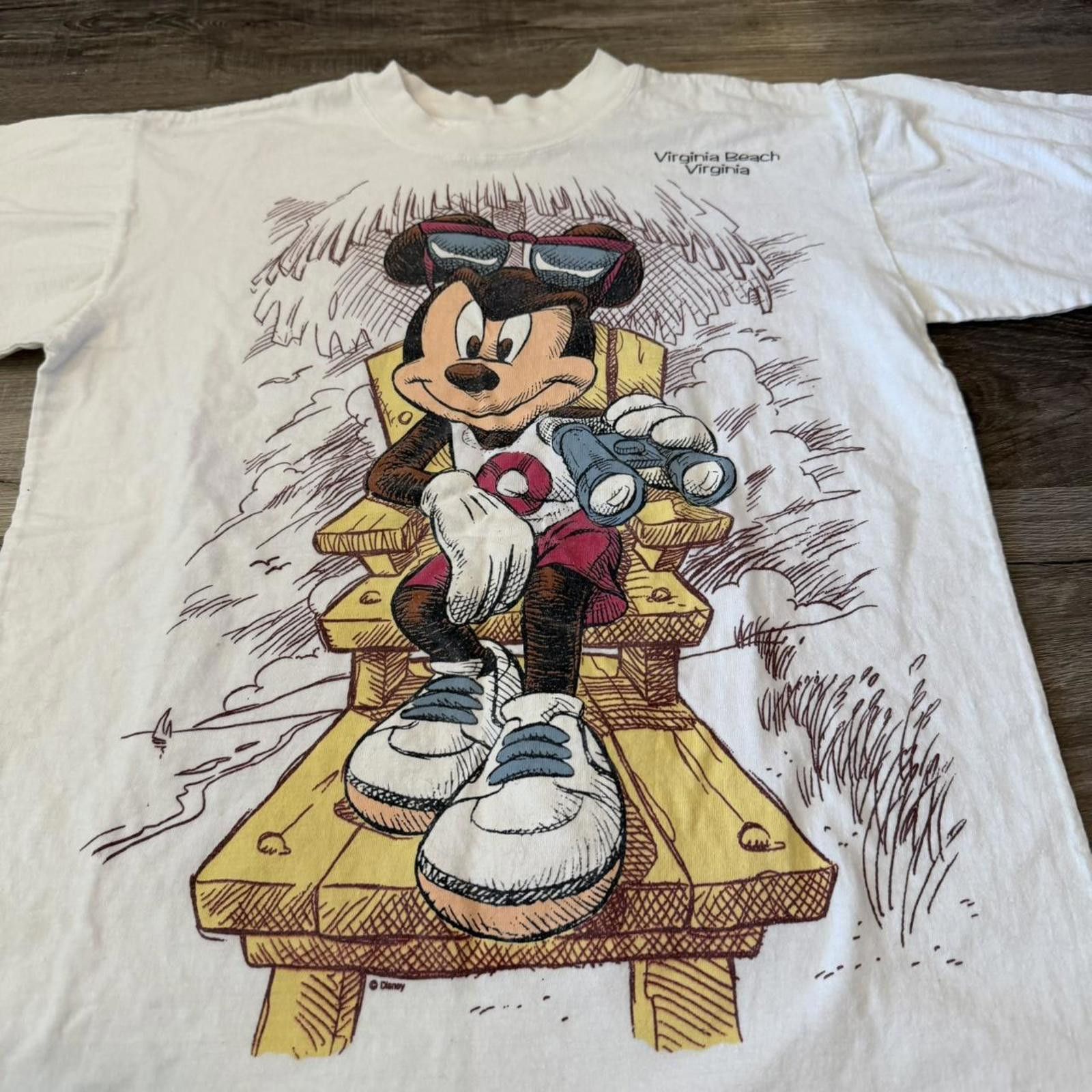 Disney Vintage Mickey Mouse lifeguard Virginia beach t shirt 90s M Size US M / EU 48-50 / 2 - 2 Thumbnail