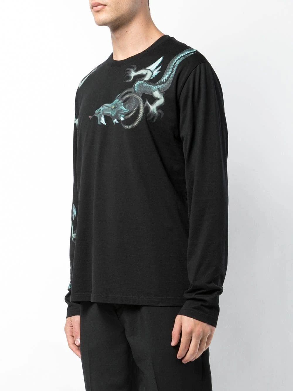 Givenchy Black Capricorn Dragon Print Long Sleeve T-Shirt Size US M / EU 48-50 / 2 - 2 Thumbnail