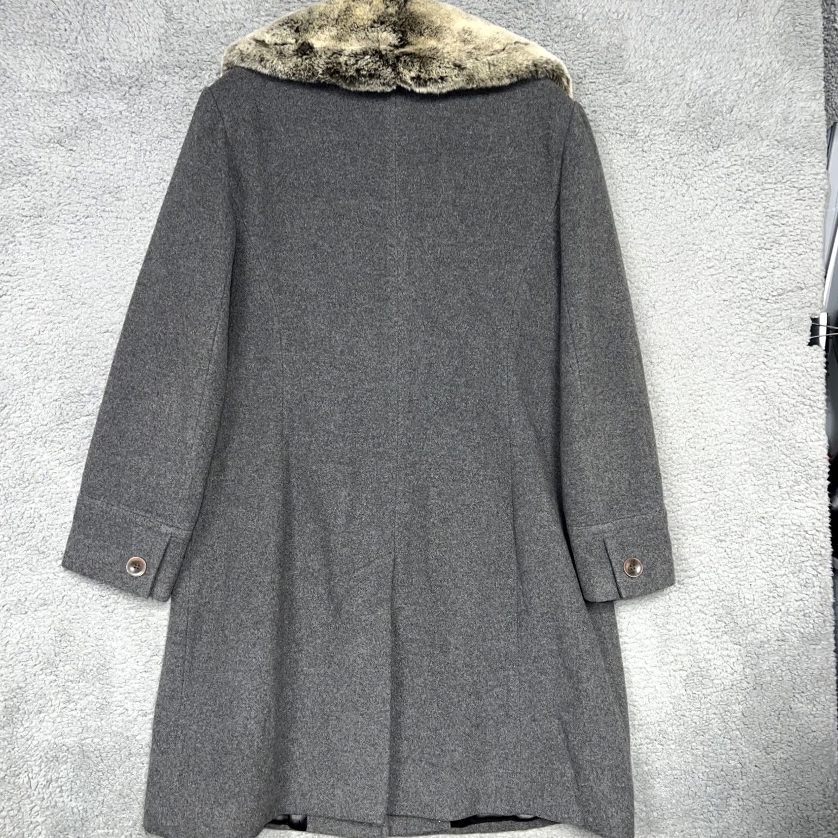 Vintage VINTAGE Larry Levine Over Coat Women's 14 Gray Wool Cashmere Blend Fur Collar Coat Size XL / US 12-14 / IT 48-50 - 2 Thumbnail