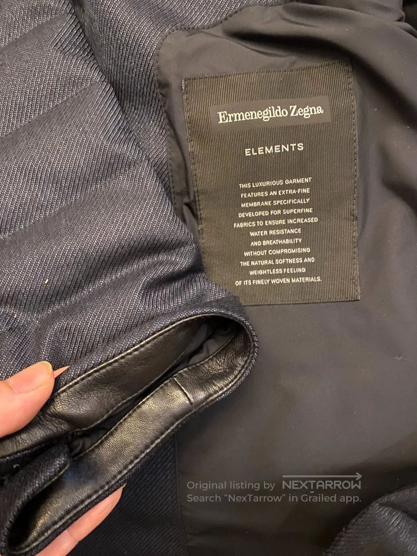 Ermenegildo Zegna Black Quilted Jacket with Leather Collar. Size US M / EU 48-50 / 2 - 8 Thumbnail