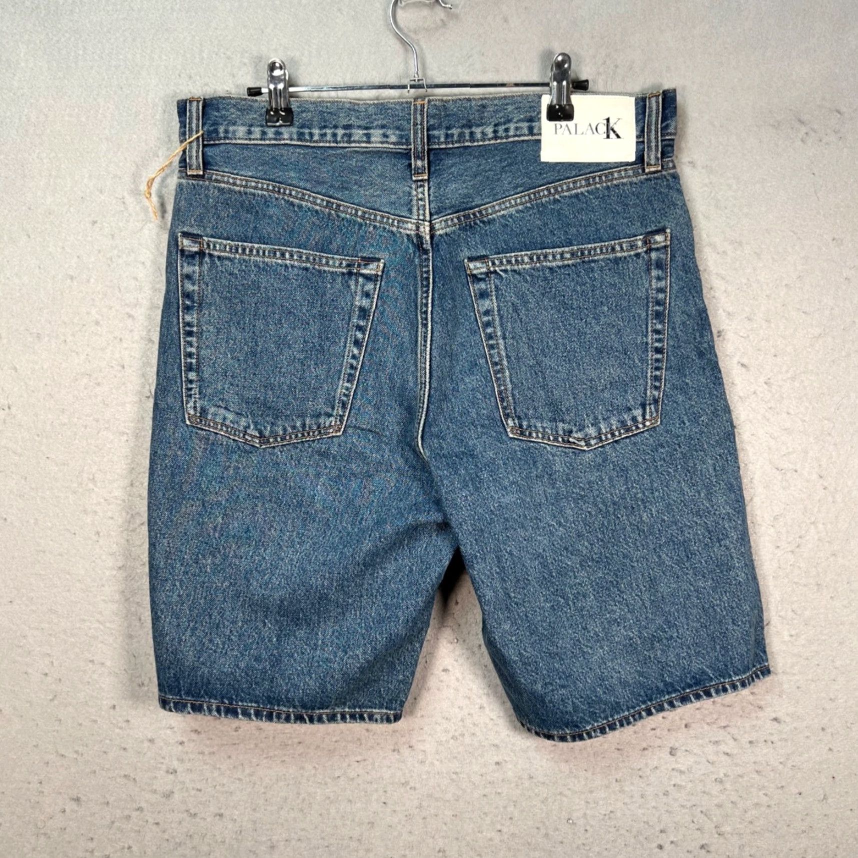 Palace Palace Calvin Klein Mens Bermuda Shorts 30 Blue 100% Cotton NEW! Denim Baggy Mid Rise Flat Front Pockets Crew Neckless? Size US 30 / EU 46 - 2 Thumbnail