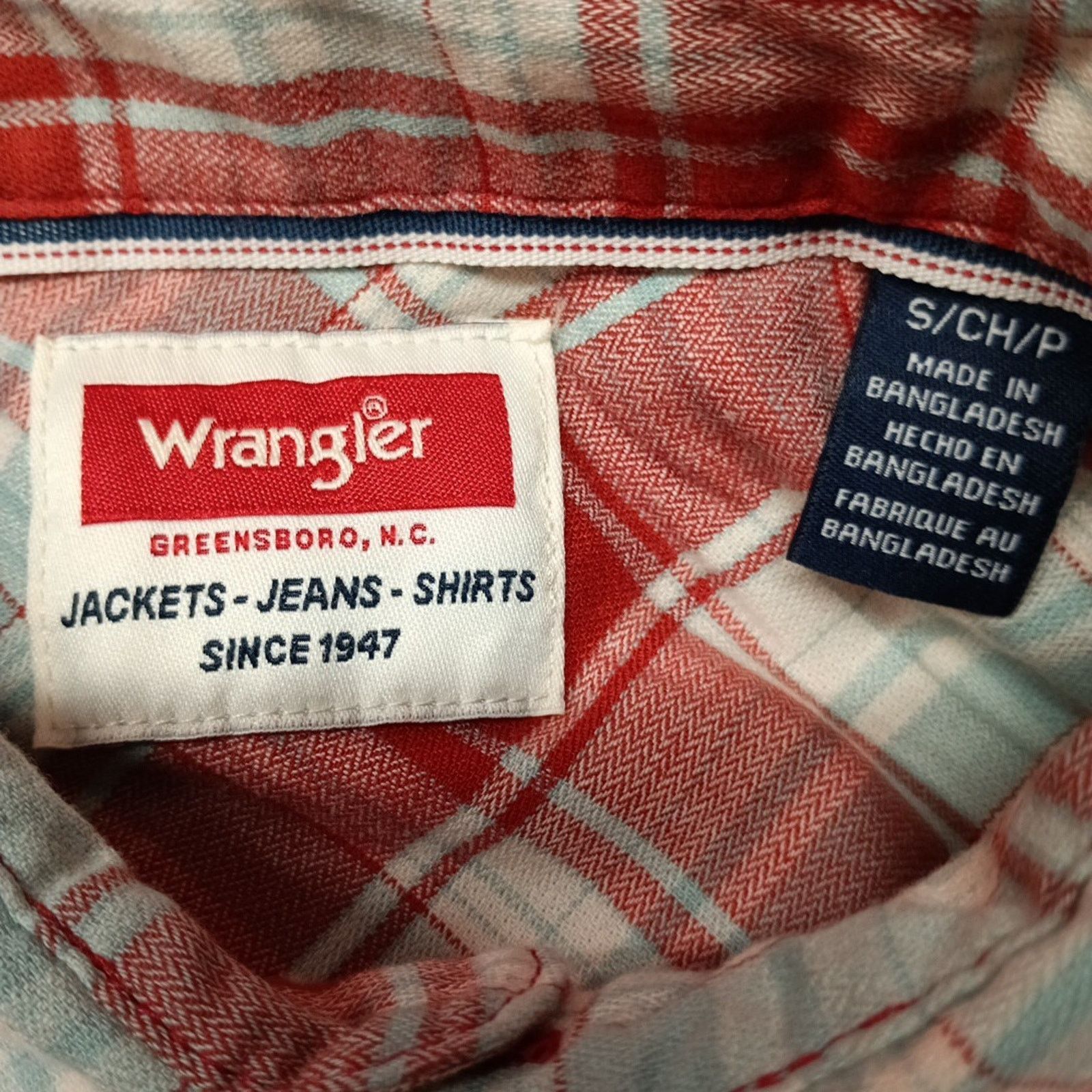 Wrangler Wrangler Cowboy Wash Shirt Men's Size S Red Sky Blue Plaid Size US S / EU 44-46 / 1 - 4 Thumbnail