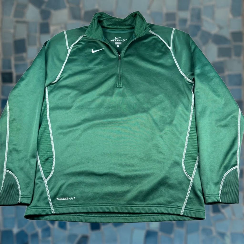 Nike Nike Jacket Fleece L Large Pullover 1/4 Zip Gorpcore Hiking Outdoor Tech Green Men's Jacket Size US L / EU 52-54 / 3 - 1 Thumbnail