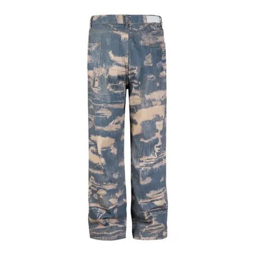 Japanese Brand Hirose x Aoshi #30 Tie-Dye Print Print Flared Wide Leg Jeans Size US 31 - 2 Thumbnail