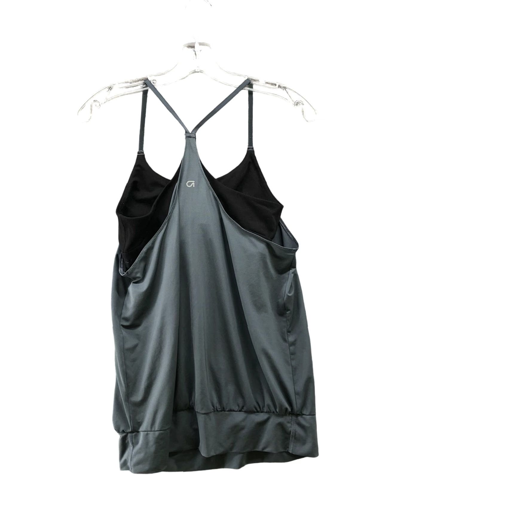 Gap Gap Gapfit Active Tank Top Womens S Built In Bra Layered Cinch Hem Gray Black Size S / US 4 / IT 40 - 2 Thumbnail