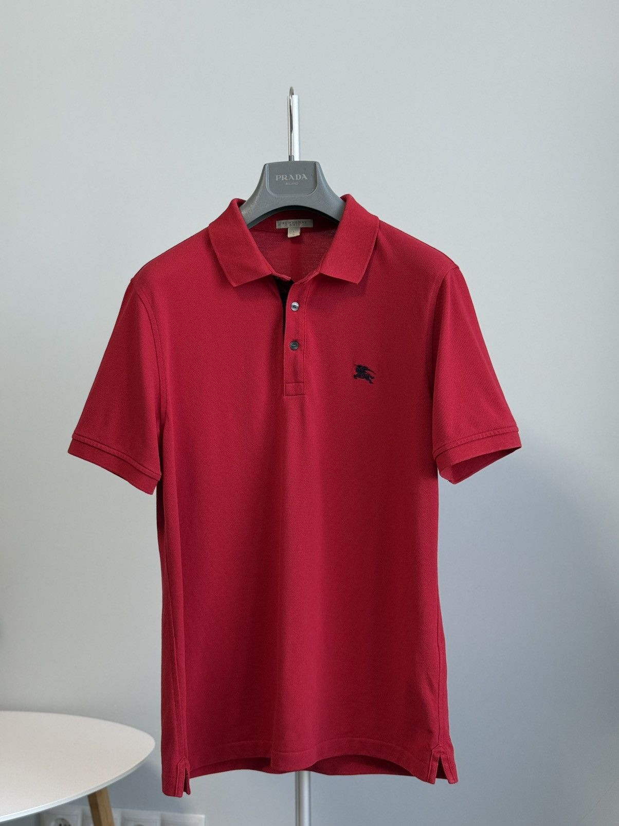 Burberry Burberry Label Men Embroidery Logo Polo Tee Red Size US L / EU 52-54 / 3 - 1 Thumbnail