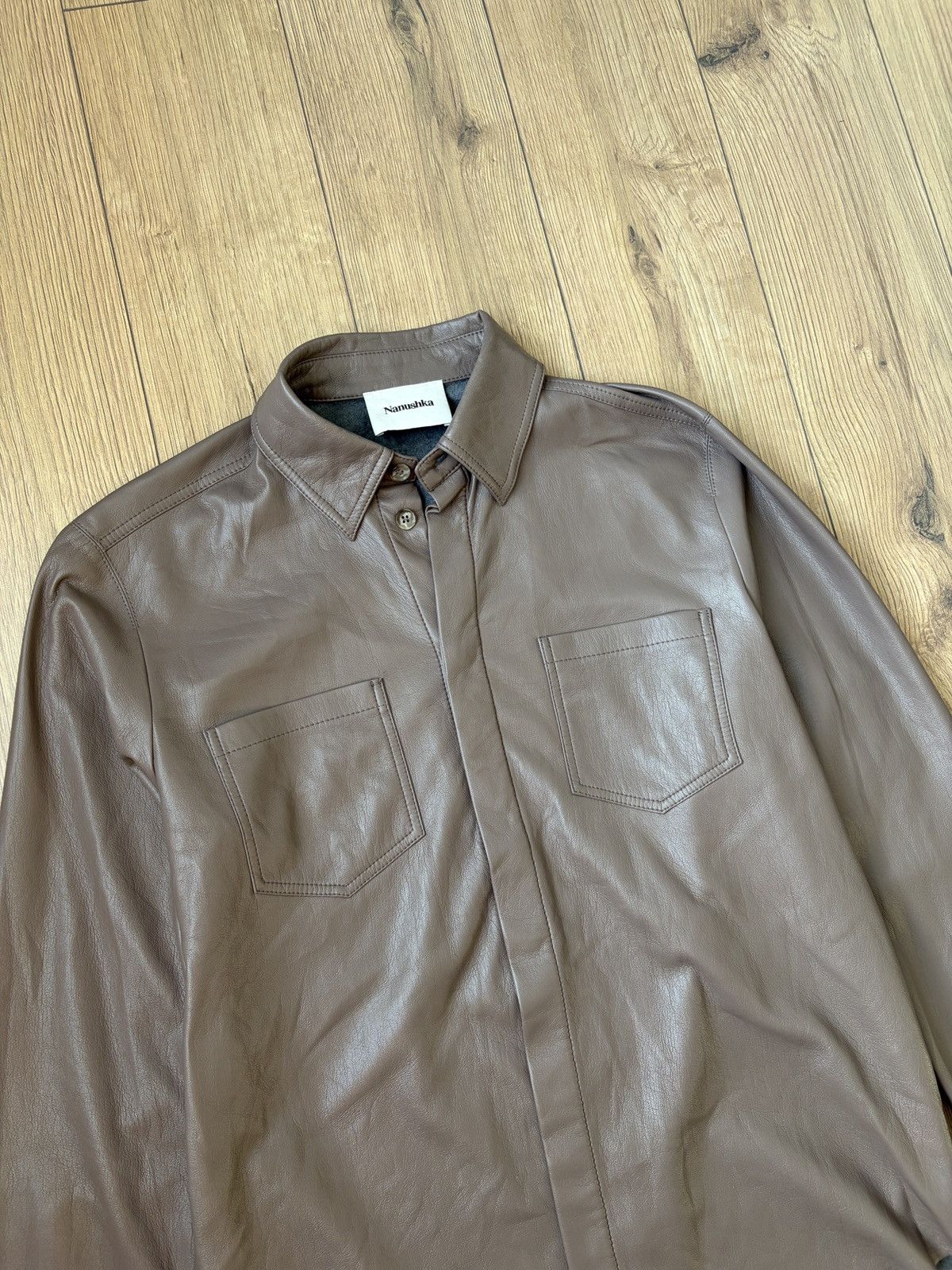 Nanushka NANUSHKA Faux Leather Coffee Brown Shirt Size US S / EU 44-46 / 1 - 4 Thumbnail