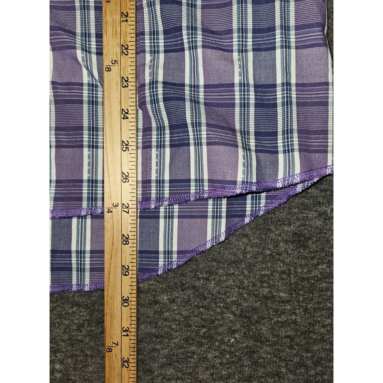 Wrangler VINTAGE Wrangler Pearl Snap Shirt Men's Large Purple Plaid Cowboy Surged Hem Size US L / EU 52-54 / 3 - 4 Thumbnail