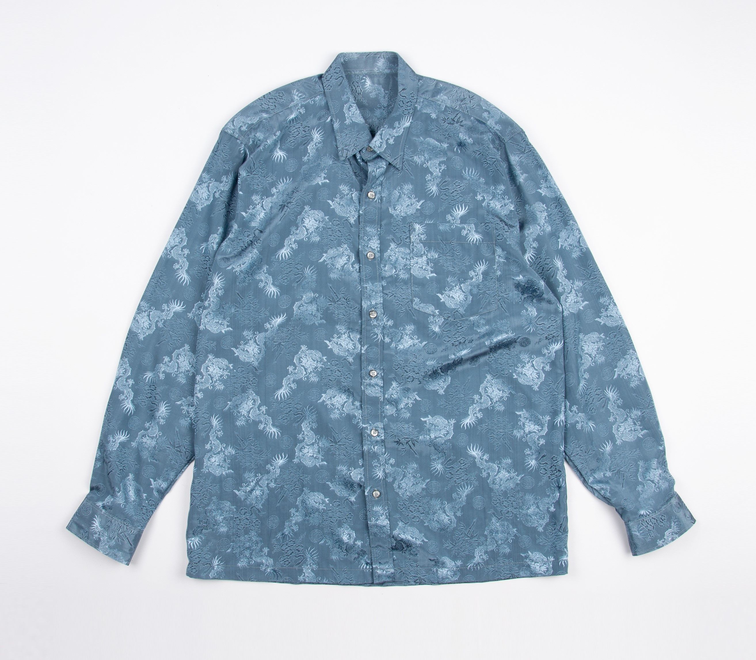 Japanese Brand × Vintage Vintage 90's Dragon Pattern Japanese Long Sleeve Shirt Size US L / EU 52-54 / 3 - 1 Thumbnail