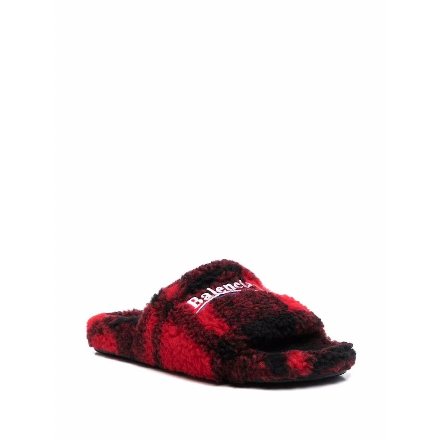 Balenciaga o1in1g1223 Furry Slipper Fake Fur in Red/Black Size US 8 / EU 41 - 3 Thumbnail