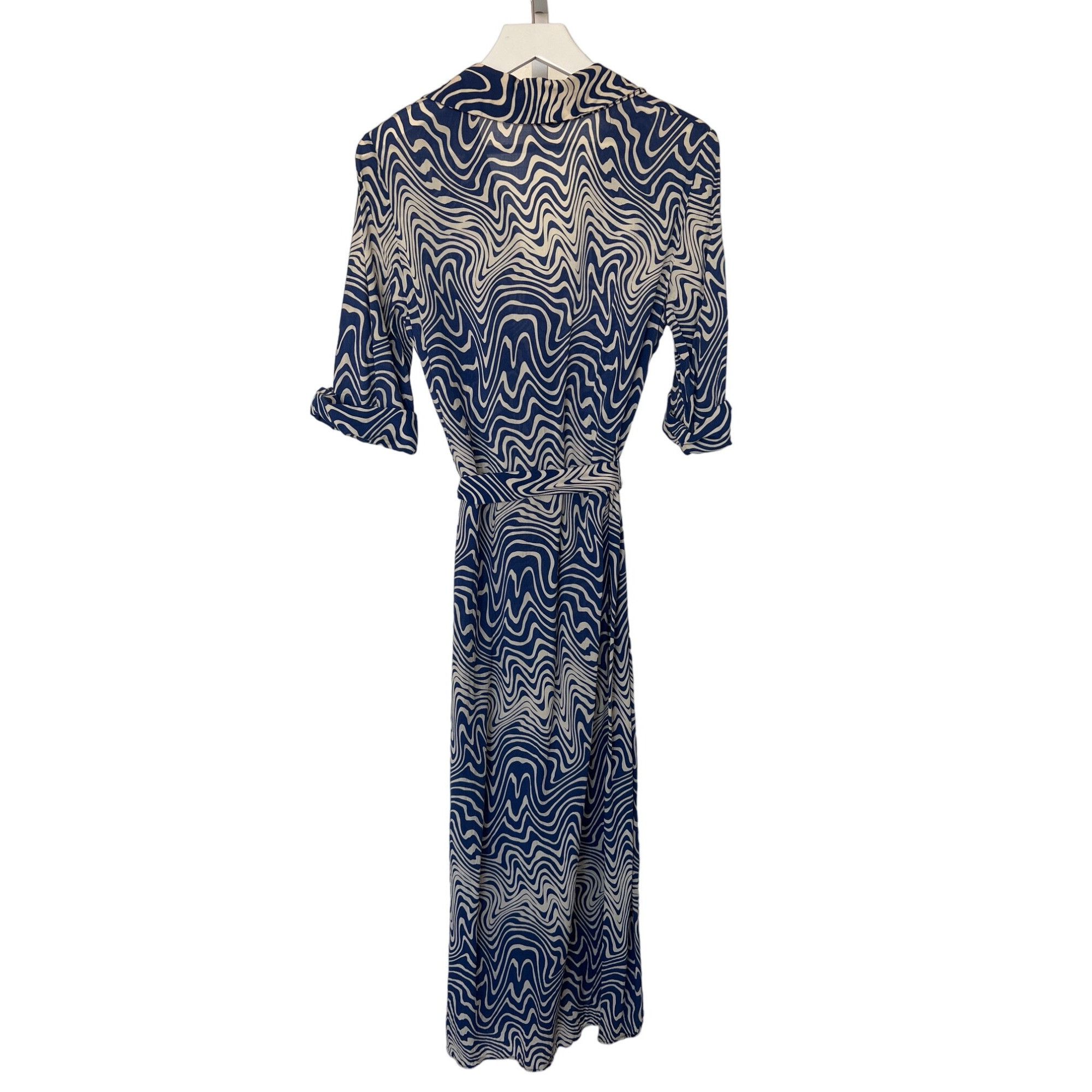 Zara Navy & Ivory Belted Dress