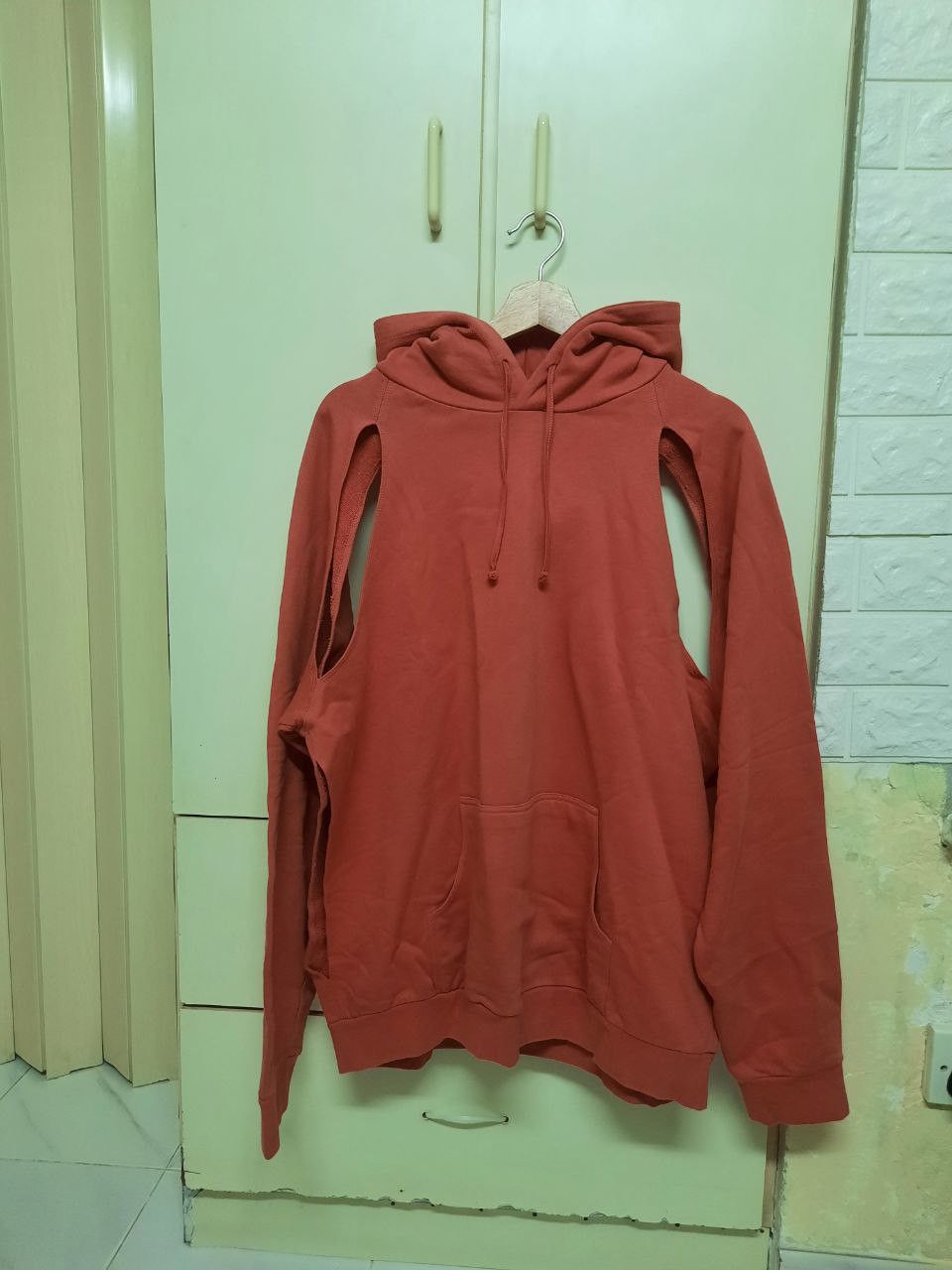 image of Raf Simons Ss06 Cut Out Hoodie in Orange, Men's (Size Medium)