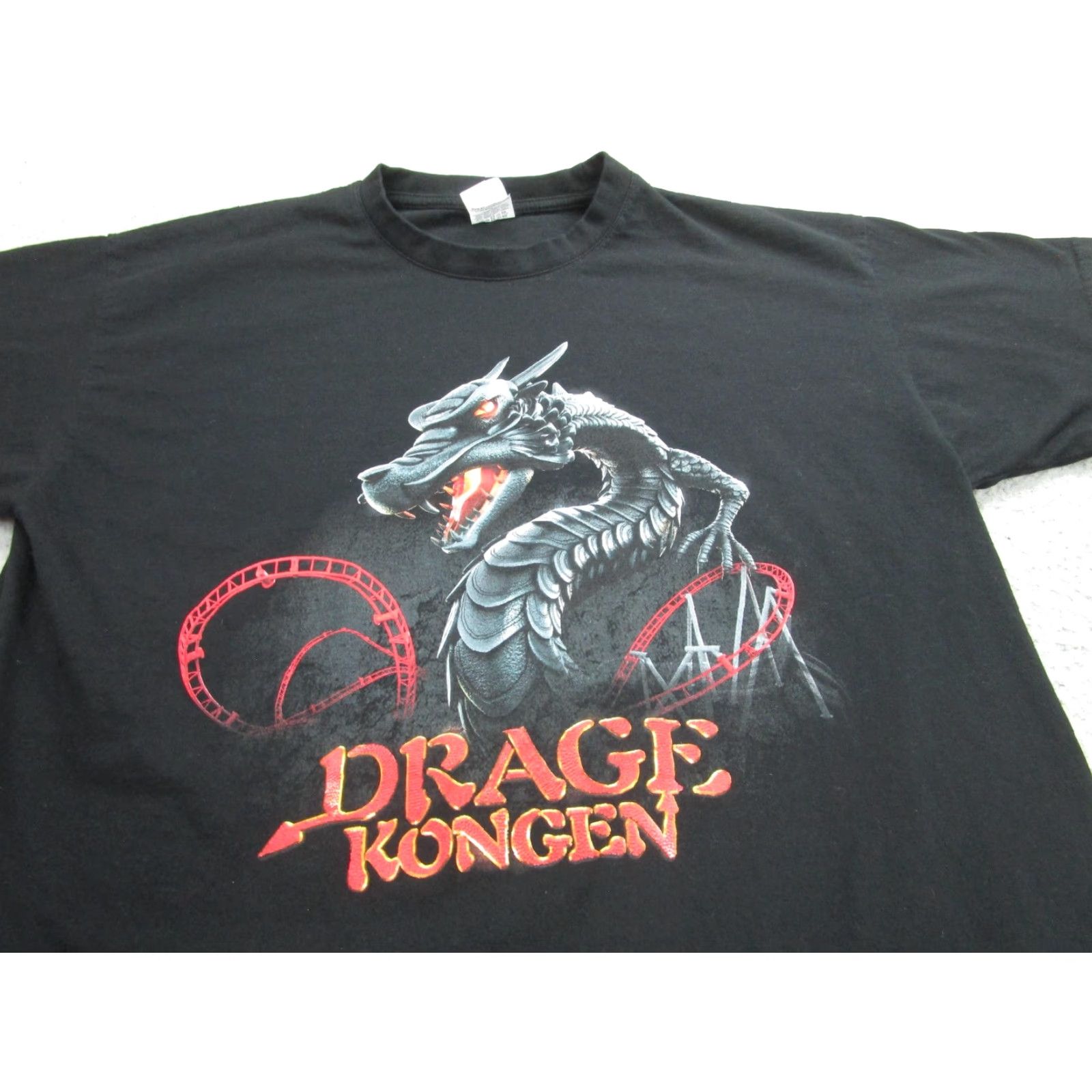 Vintage B&C Drage Kongen Shirt Mens XL Black Dragon Graphic Tee Roller Coaster Theme Park Short Sleeve Crew Neck 100% Cotton Size US XL / EU 56 / 4 - 2 Thumbnail