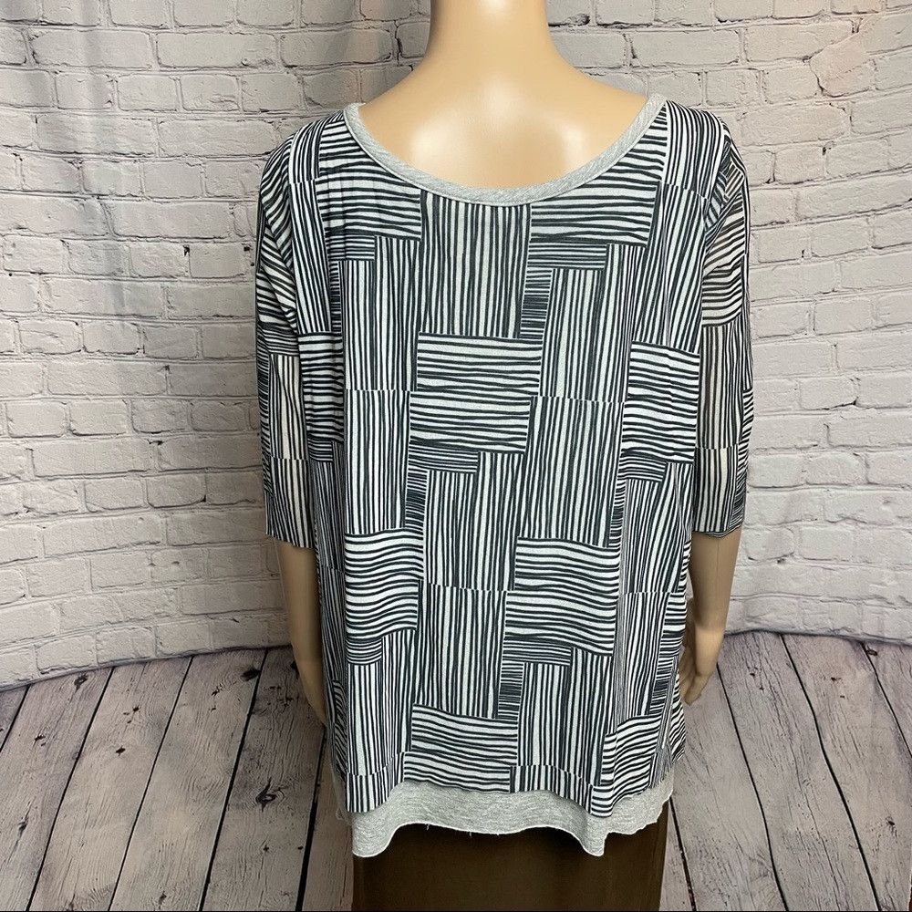 Anthropologie Anthropologie Weston Gray Black 3/4 Sleeve Layered Top Size Size M / US 6-8 / IT 42-44 - 4 Thumbnail
