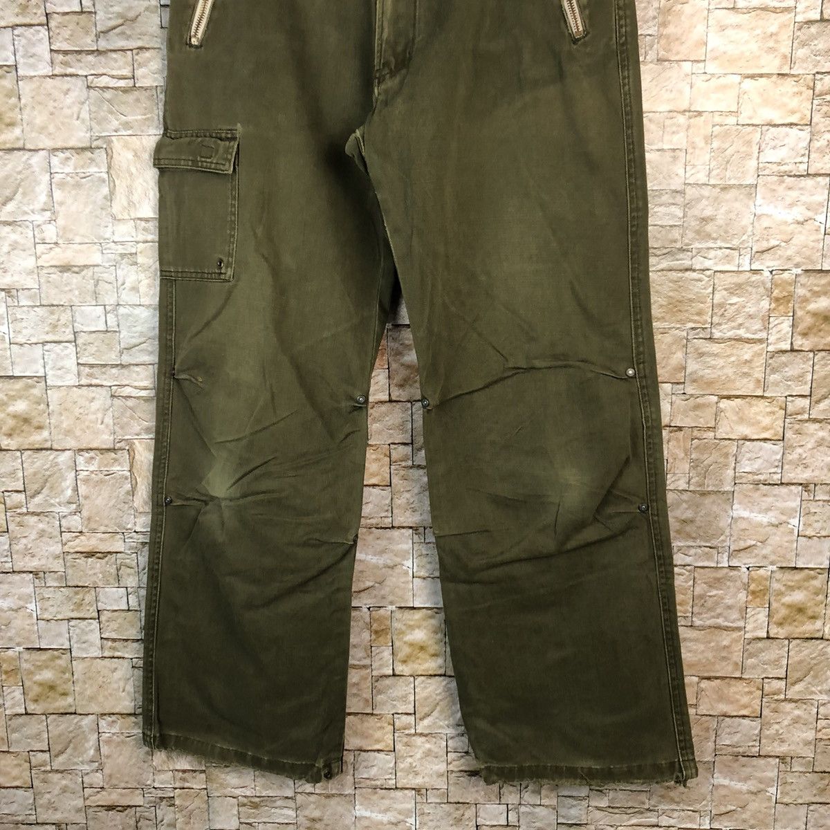 Japanese Brand Sonny Clouds Green utility Cargo Multipocket Pants #A980 Size US 29 - 3 Thumbnail