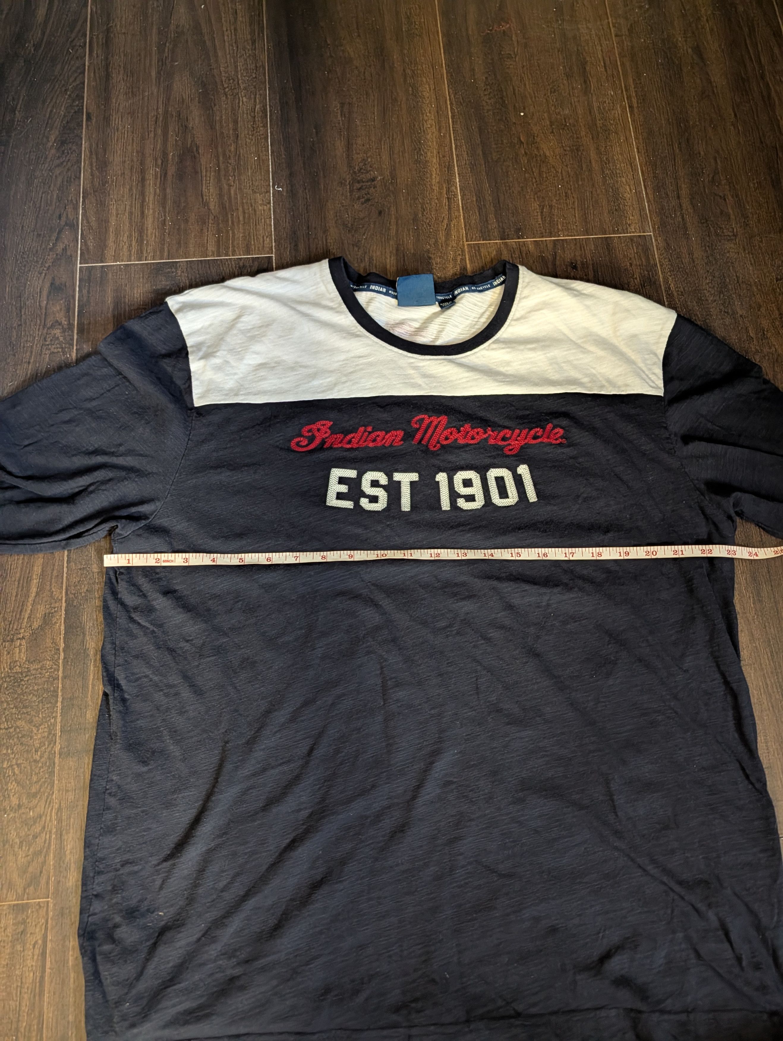 Indian Motorcycle Chain stitch 1901 logo L/S textured ringer t-shirt Size US XL / EU 56 / 4 - 15 Thumbnail