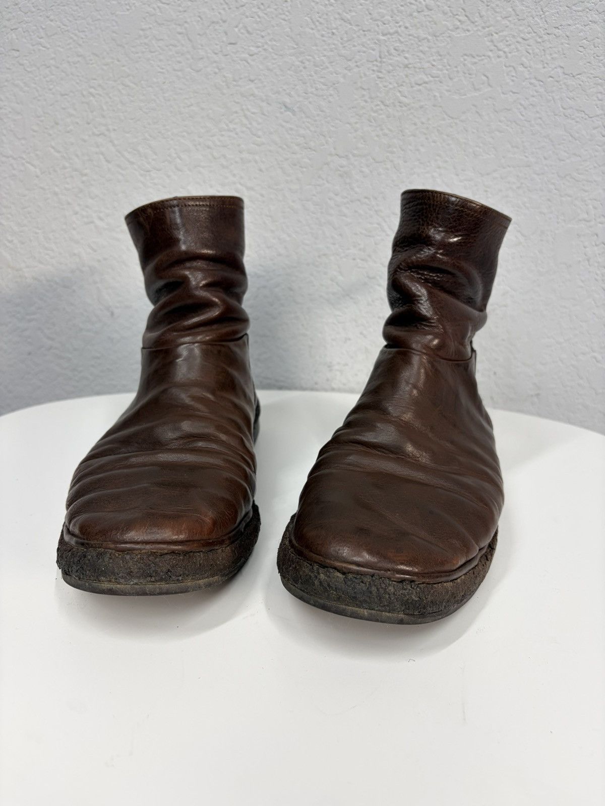 Hedi Slimane Vintage 00s Guidi CCP Style Distressed Leather Biker Boots Size US 9 / EU 42 - 6 Thumbnail