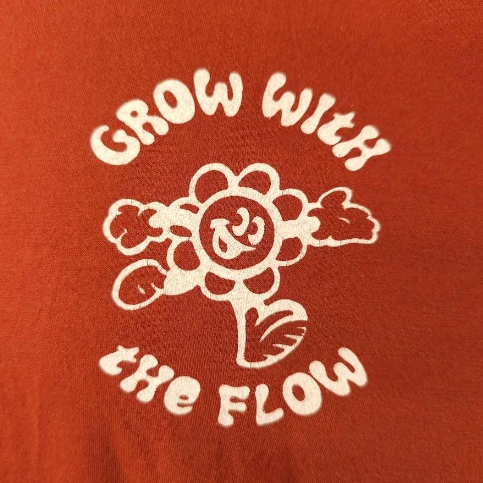 Vintage Happy Flower T Shirt Mens Size Medium Orange Grow With The Flow Shirt Mens Orange Flower Gardening 2020s Size US M / EU 48-50 / 2 - 3 Thumbnail