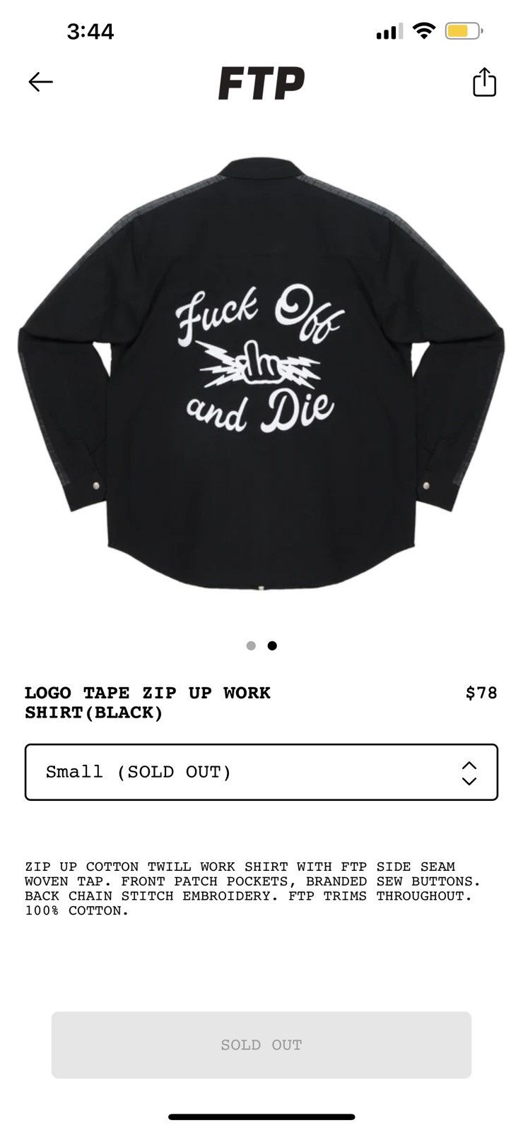 Fuck The Population FTP Tape Zip Up Jacket Size US S / EU 44-46 / 1 - 2 Thumbnail