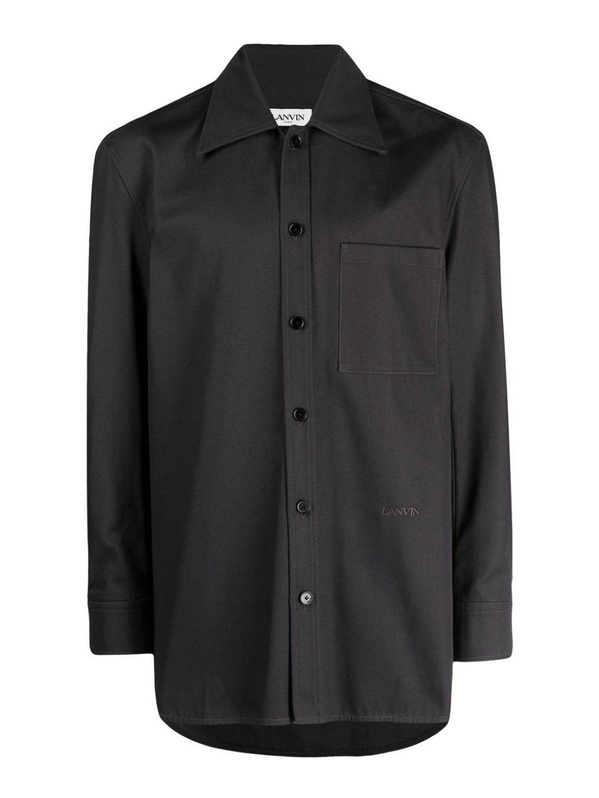 Lanvin o1y0225 Solid Color Shirt in Dark Grey Size US S / EU 44-46 / 1 - 1 Thumbnail