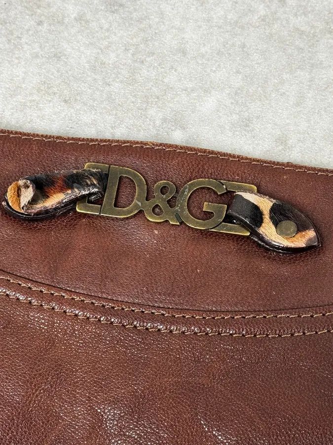 Dolce & Gabbana 2000s Dolce & Gabbana Brown Leather Leopard Handle Bag Size ONE SIZE - 10 Thumbnail