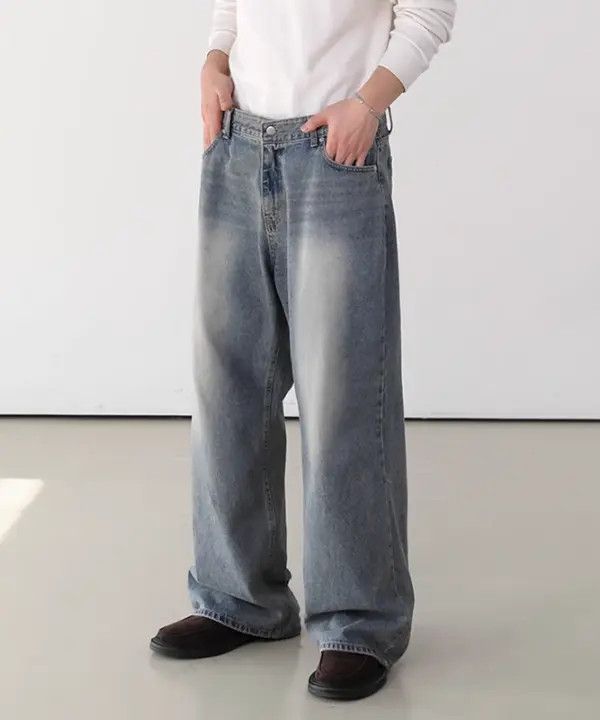 Japanese Brand Haruno x Haya Distressed washed men's trendy straight jeans Size US 32 / EU 48 - 6 Thumbnail