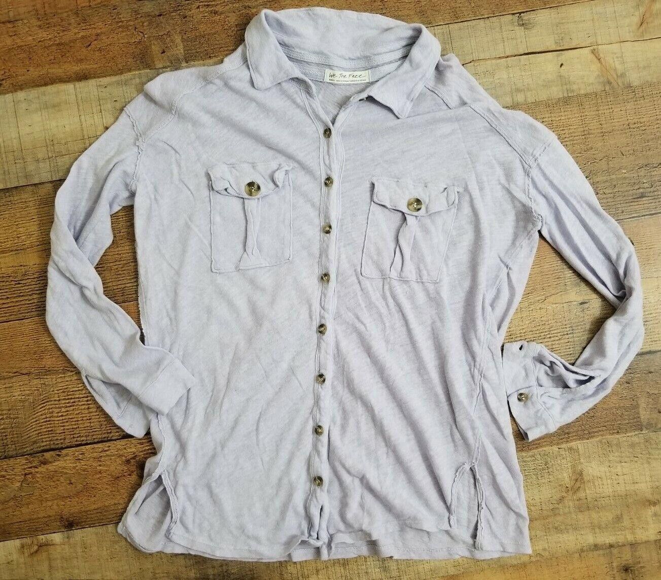 Designer We The Free Top Size Small Lavender Purple Button Down Linen Size S / US 4 / IT 40 - 1 Thumbnail
