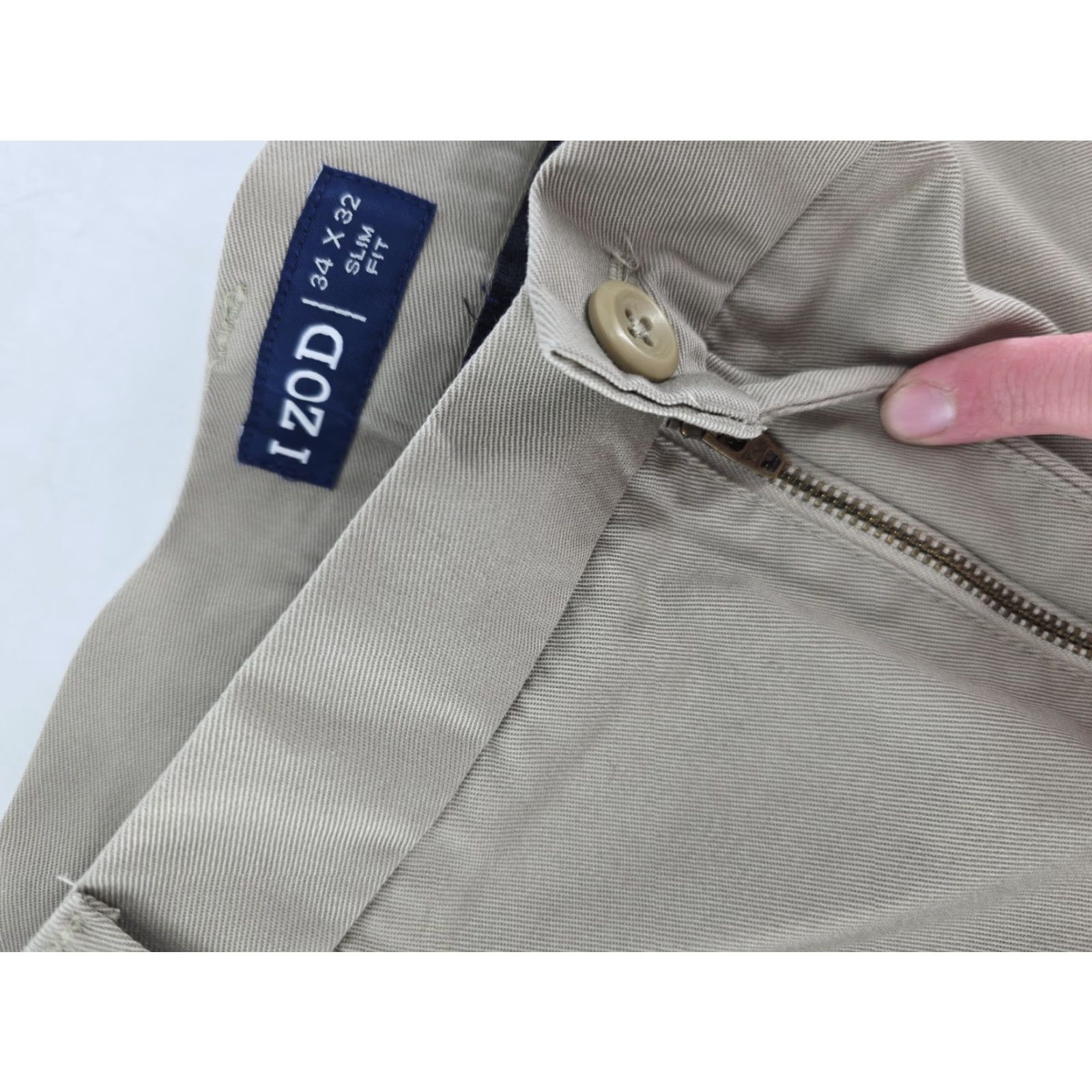 Izod IZOD Slim Fit Straight Leg American Chino Pants Men's 34x32 Tan Flat Front Size US 34 / EU 50 - 3 Thumbnail